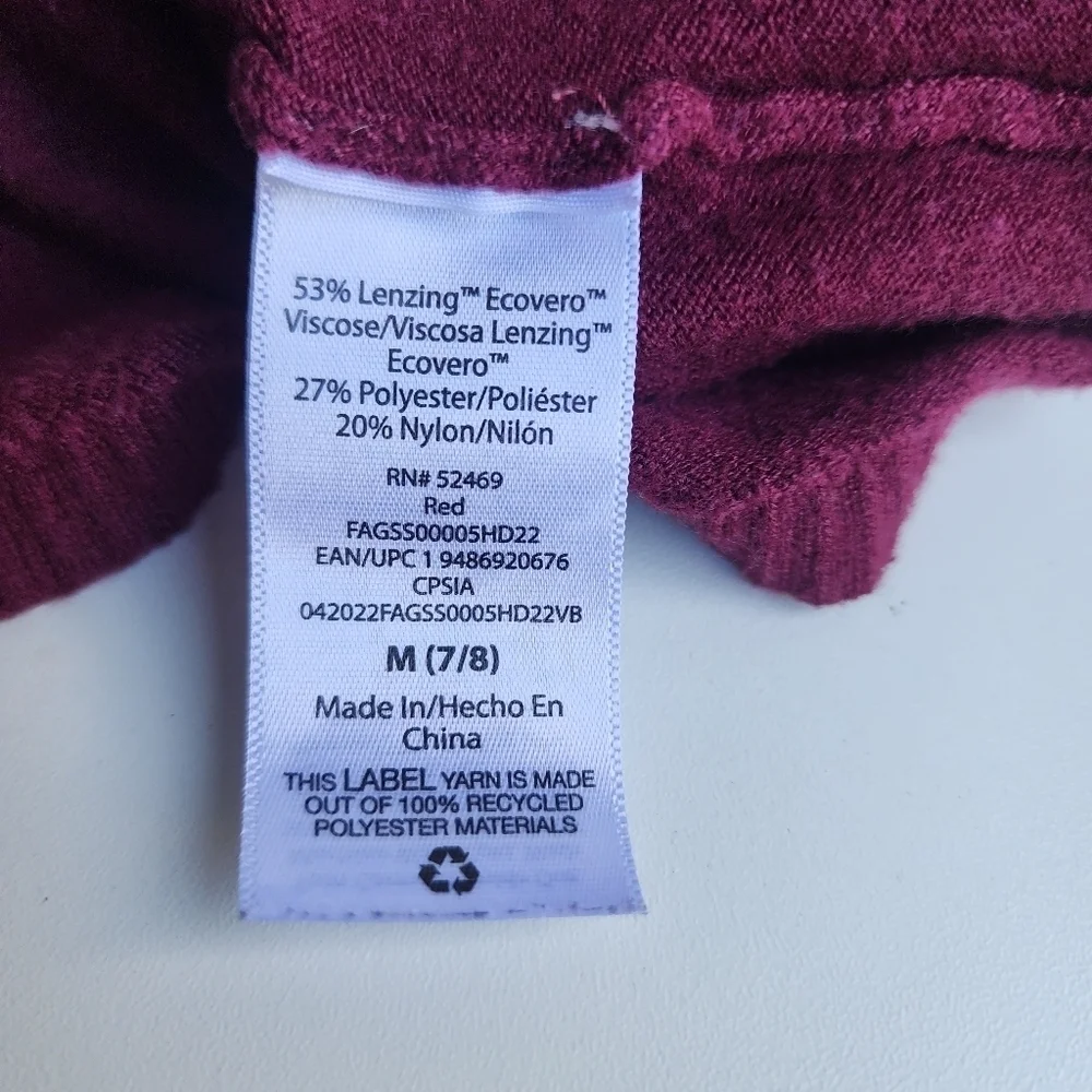 Free Assembly Kids Girls Burgundy Pullover Sweater Crop Top Long Sleeve M (7/8)